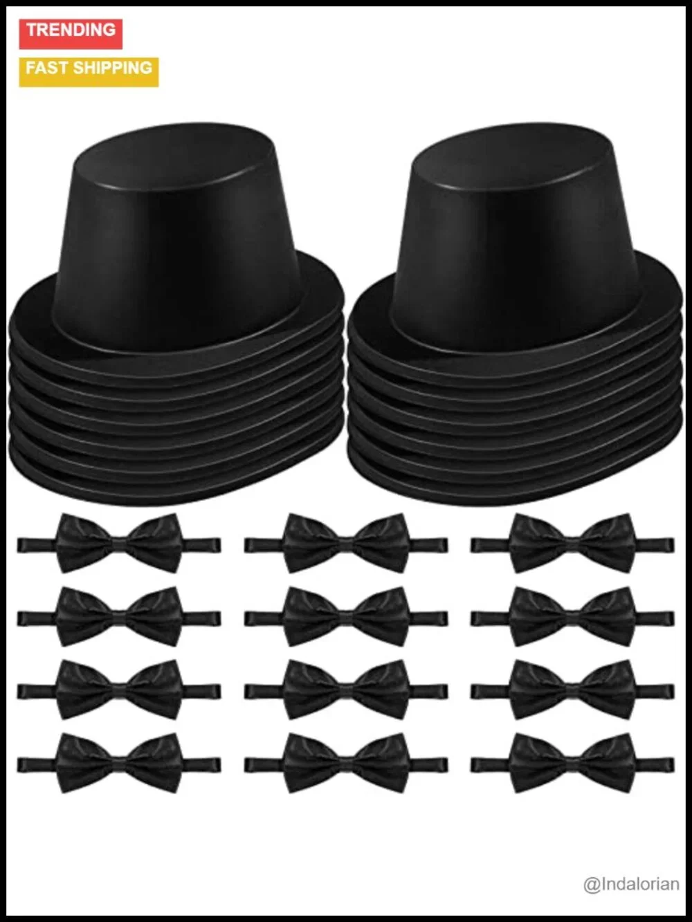 Magician Costume Top Hat Set with 12 Bow Ties Adjustable Party Accessory